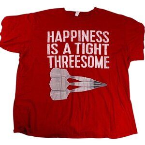 Funny Dart Happiness Is a Tight Threesome Dark Red Graphic T-shirt Short Sleeve